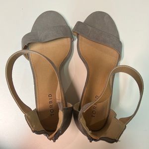 Torrid grey dress sandals, worn once, size 10W